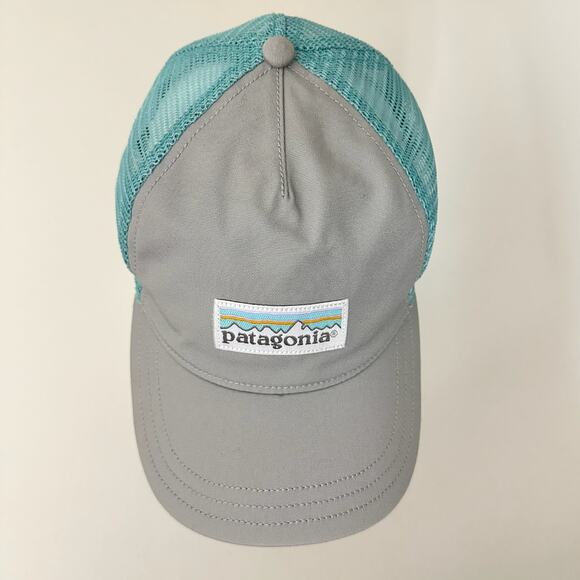 PATAGONIA Spellout Patch Mesh Lo-Pro Trucker Hat Unisex Gray Teal Snapback - Picture 5 of 10
